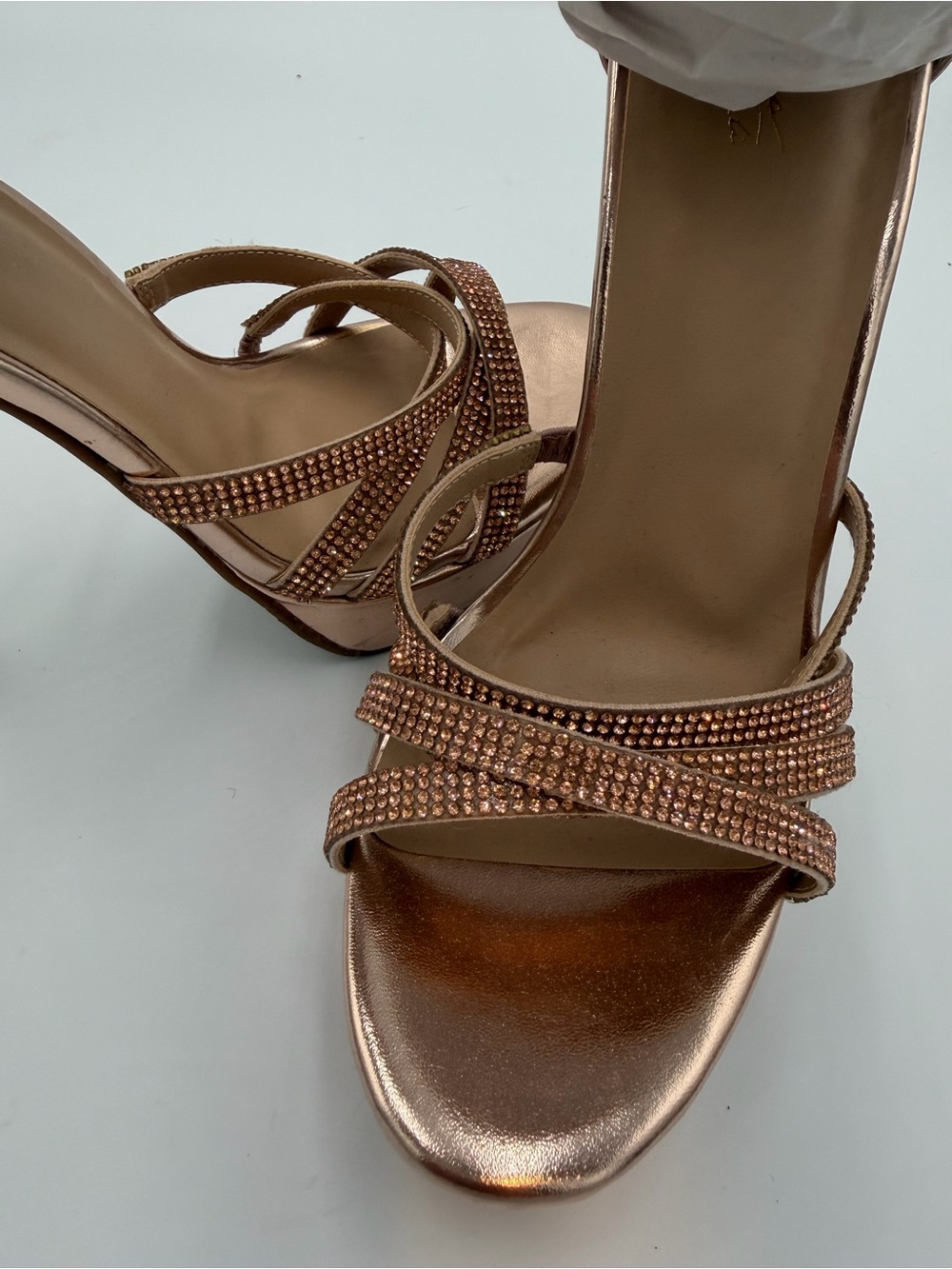Thalia Sodi Rose Gold Rhinestone Platform Sandals - Picture 4 of 11